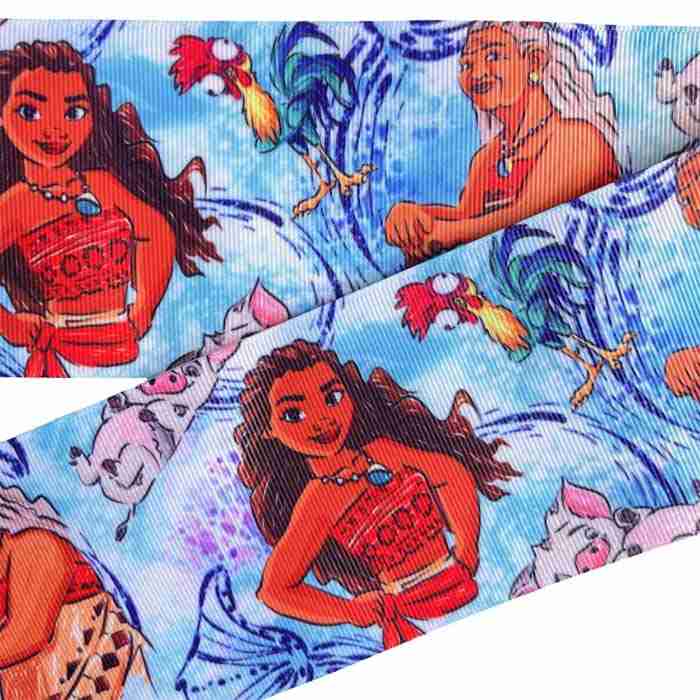 Yarda de Listón Estampado 7.5cm Moana y Abuela Tala