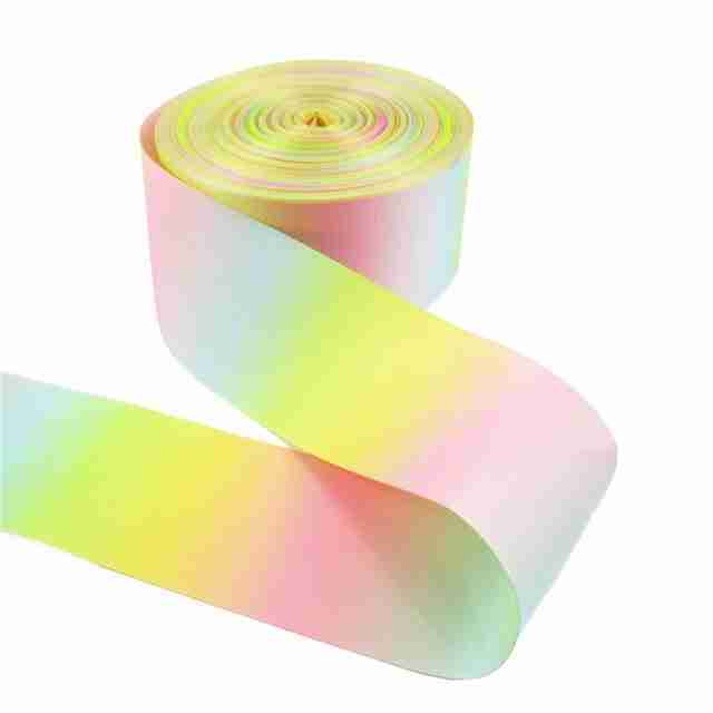 Yarda de Listón Estampado 7.5cm Degradado Pastel Doble Cara
