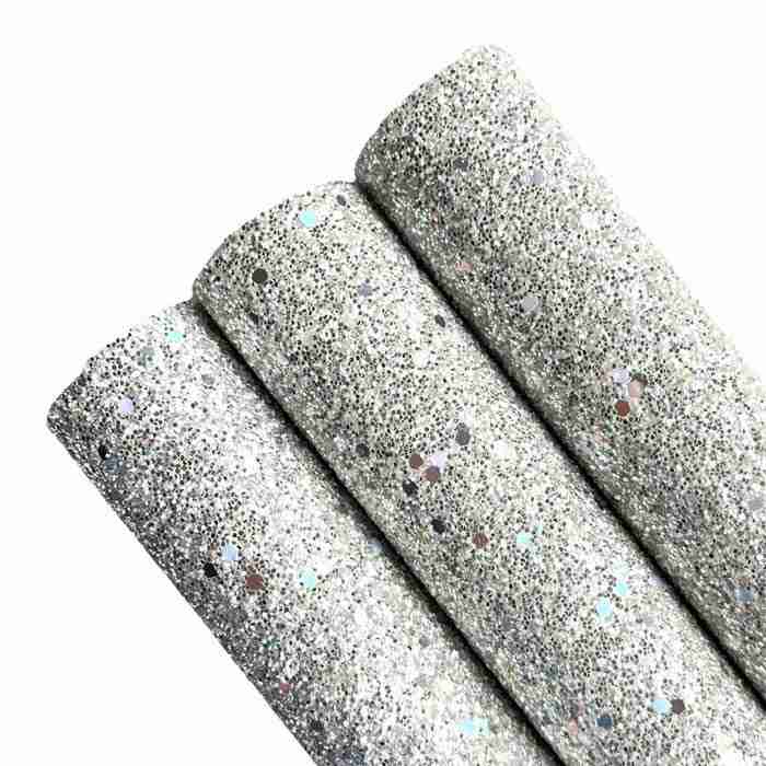 Tramo de Vinil Escarchado Plata Tornasol