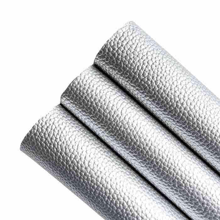 Tramo de Vinil Litchi Plateado Metalizado