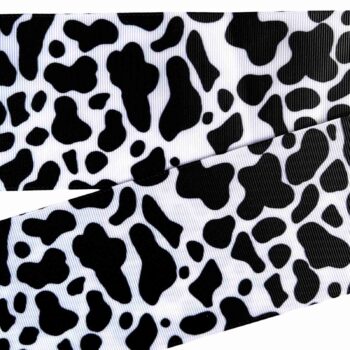 Yarda de Listón Estampado 7.5cm Black Cow Print