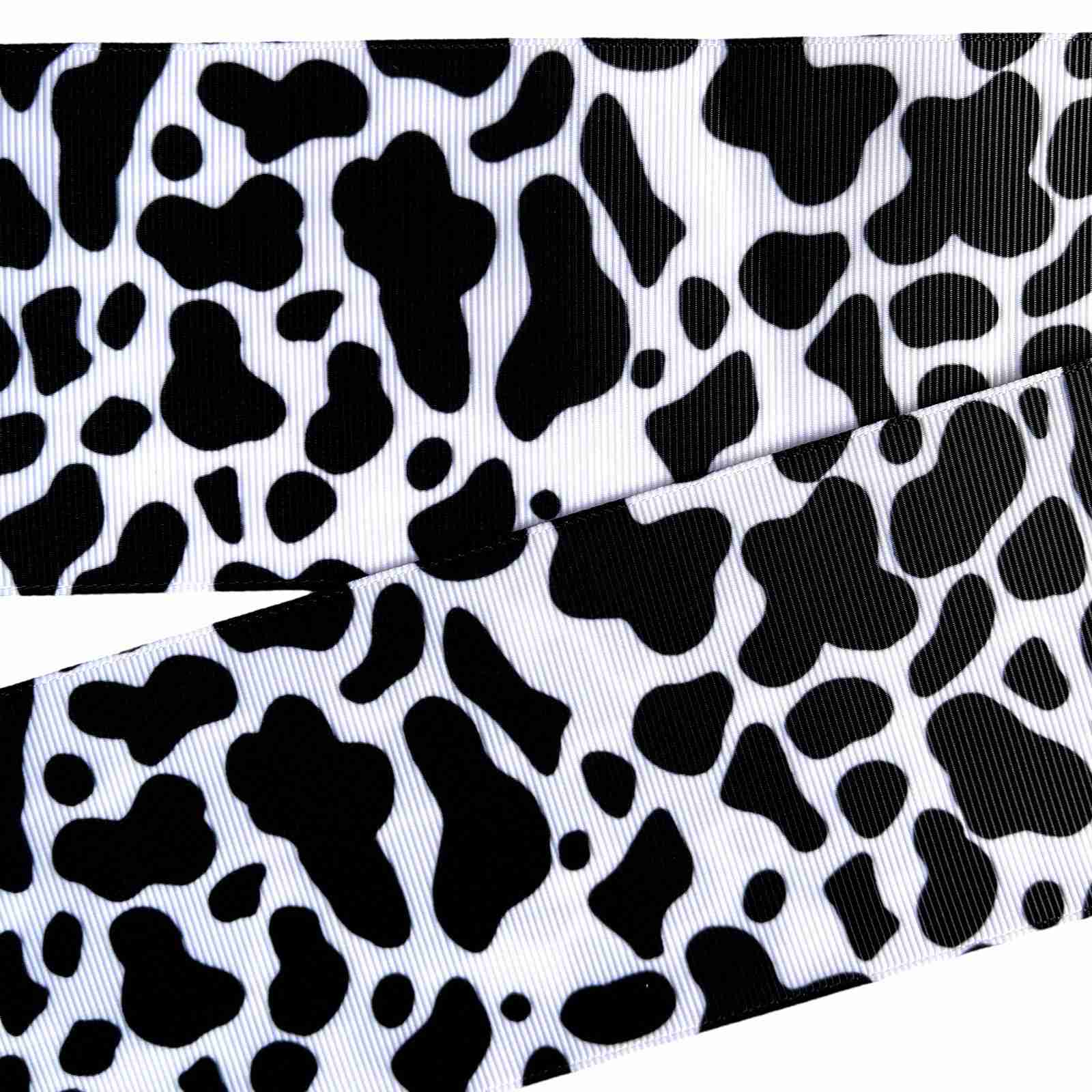 Yarda de Listón Estampado 7.5cm Black Cow Print