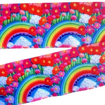 Yarda de Listón Estampado 7.5cm Arcoíris 3D Grande
