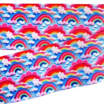 Yarda de Listón Estampado 7.5cm Arcoíris 3D Pequeños