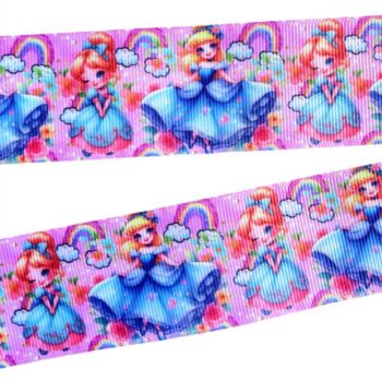 Yarda de Listón Estampado 3.8 Cenicienta con Arcoíris