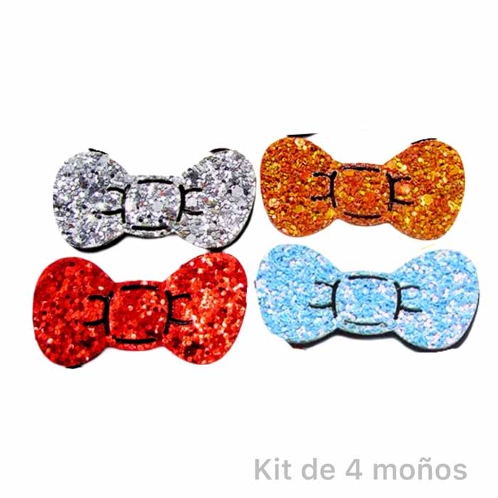Kit de 4 Moños Escarchados