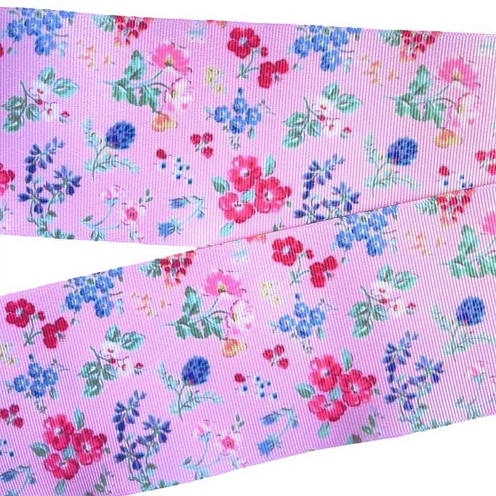 Yarda de Listón Estampado 7.5cm Flores Vintage