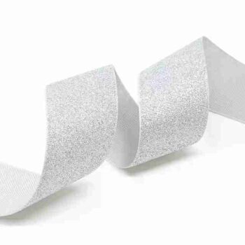 Yarda Listón de Acordonado con Glitter 3.8cm Plateado