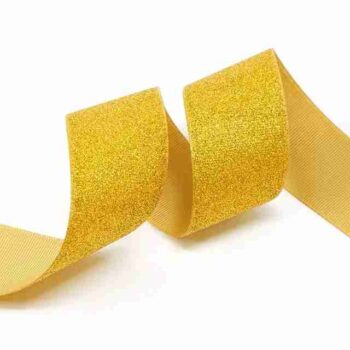 Yarda Listón de Acordonado con Glitter 3.8cm Dorado