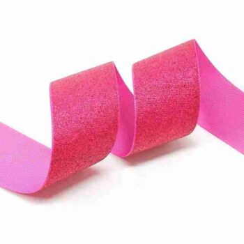 Yarda Listón de Acordonado con Glitter 3.8cm Fucsia
