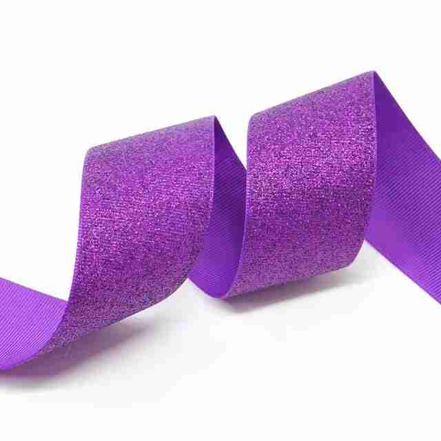 Yarda Listón de Acordonado con Glitter 3.8cm Morado