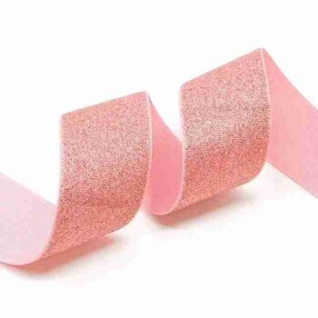 Yarda Listón de Acordonado con Glitter 3.8cm Rosado