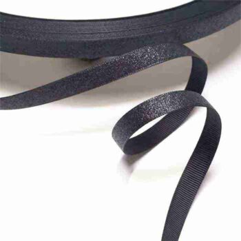 Yarda Listón de Acordonado con Glitter 1cm Negro