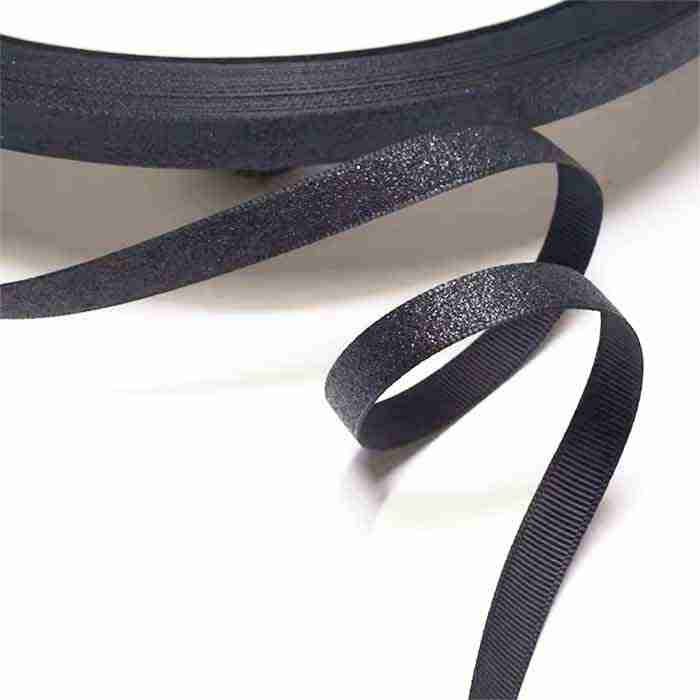 Yarda Listón de Acordonado con Glitter 1cm Negro