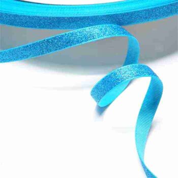 Yarda Listón de Acordonado con Glitter 1cm Turquesa