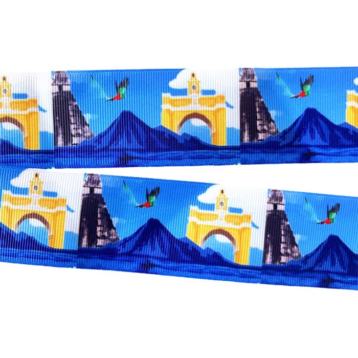Yarda de Listón Estampado 3.8cm Paisajes Guatemaltecos