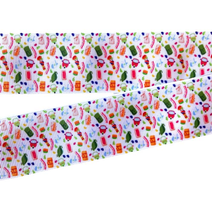 Yarda de Listón Estampado 3.8cm Collage Tuc Tuc