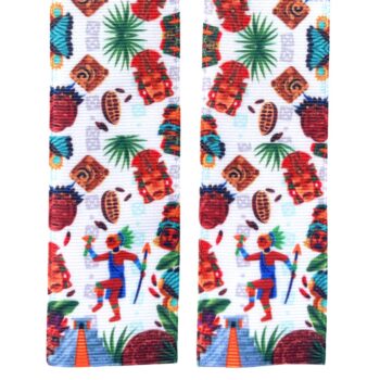 Tira de Listón Estampado 3.8cm Rostros Mayas