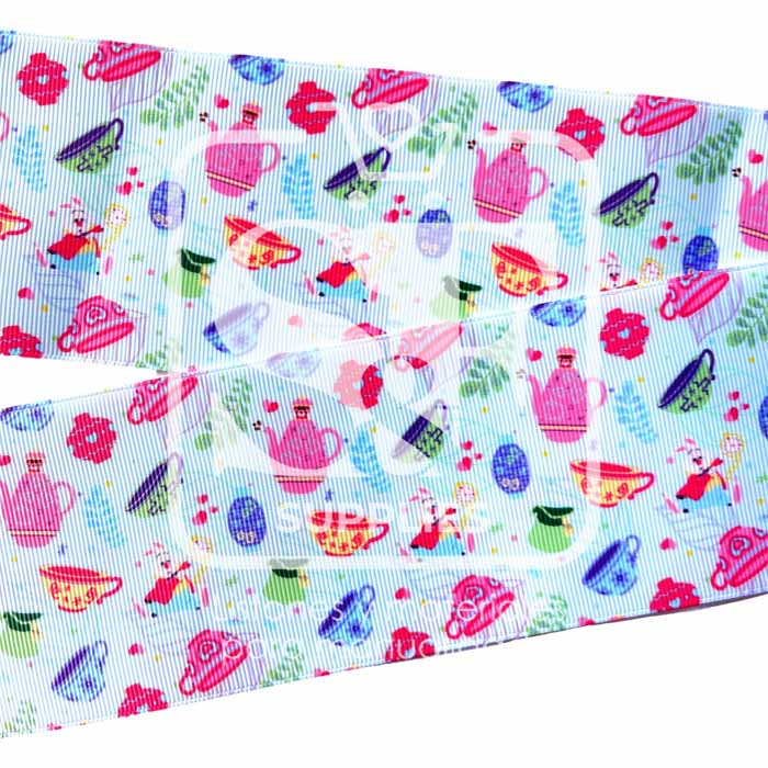 Yarda de Listón Estampado 7.5cm Collage Alicia