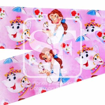 Yarda de Listón Estampado 7.5cm Bella y Potts