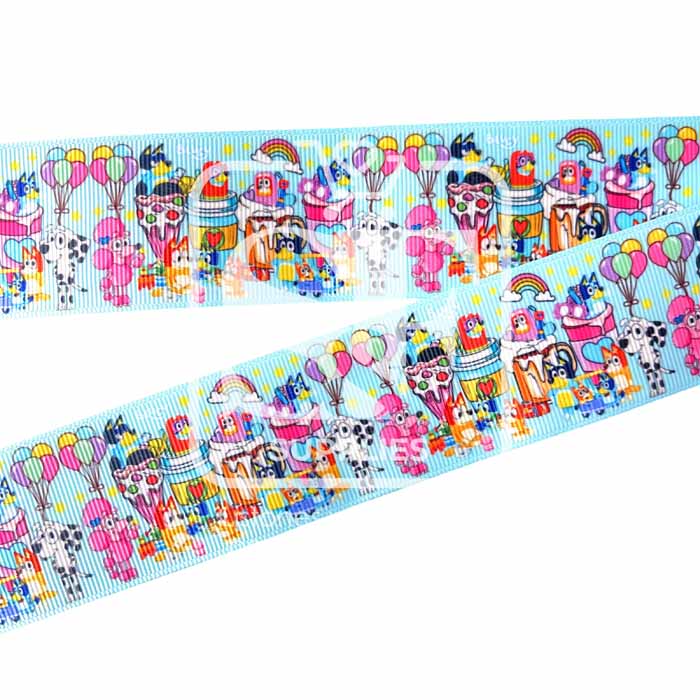 Yarda de Listón Estampado 3.8 Bluey Fiesta