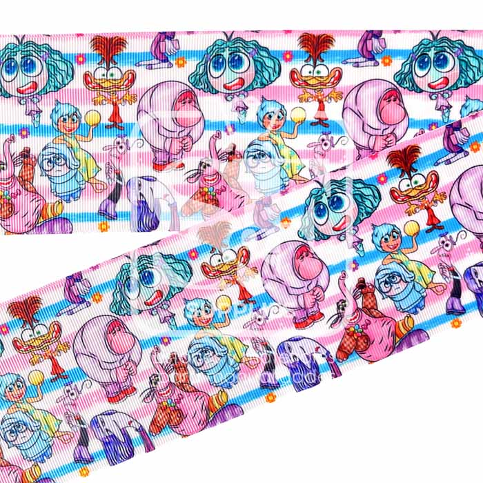 Yarda de Listón Estampado 7.5cm Emociones Boceto Colorido