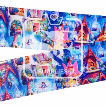 Yarda de Listón Estampado 7.5cm Castillos de Disney