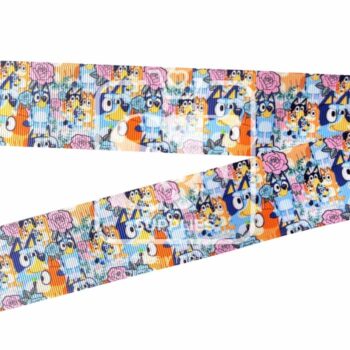 Yarda de Listón Estampado 3.8 Collage Bluey Rosas