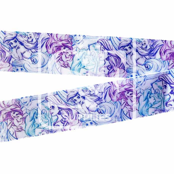 Yarda de Listón Estampado 3.8 Ariel Turquesa y Lila