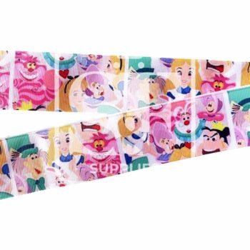 Yarda de Listón Estampado 3.8 Alicia Cuadros Personajes