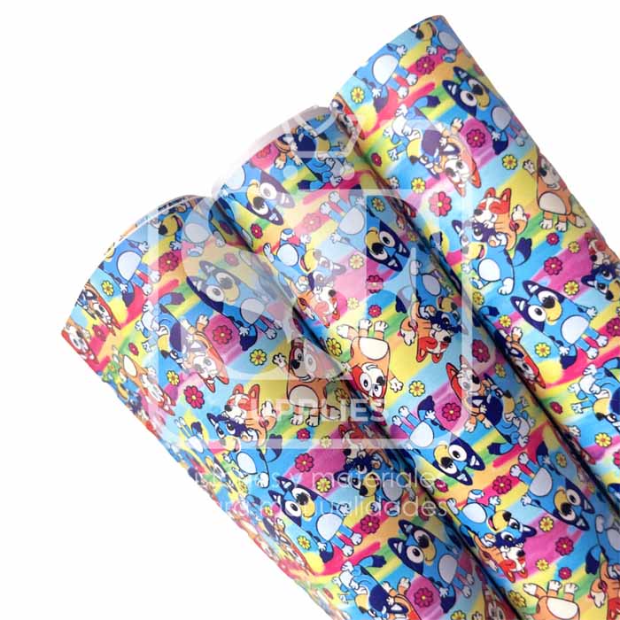 Tramo Sintético Turquesa Bluey y Bingo Colorido