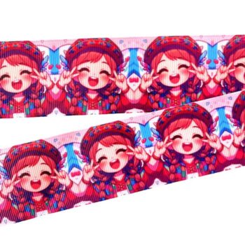 Yarda de Listón Estampado 3.8cm Chapinita Amor y Paz