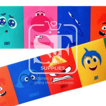 Yarda de Listón Estampado 7.5cm Cuadros Intensamente