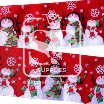 Yarda de Listón Estampado 7.5cm Snowmans bajo la Nieve