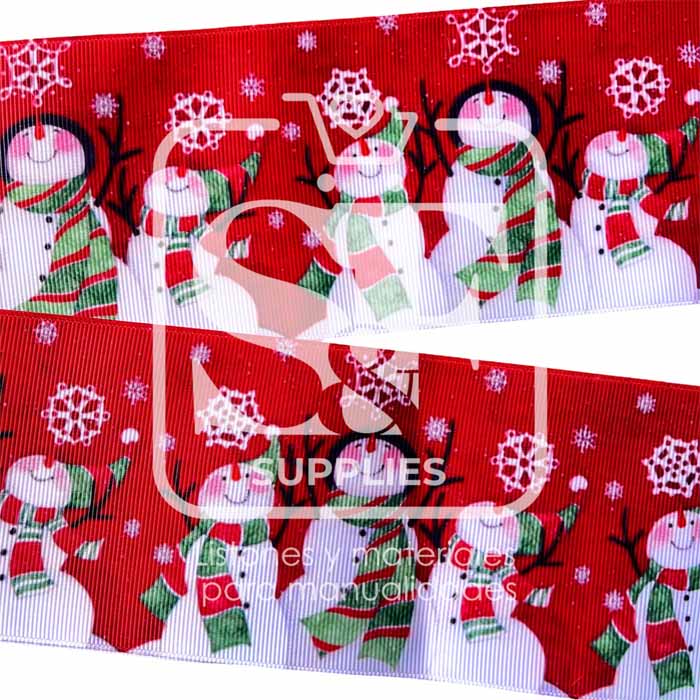 Yarda de Listón Estampado 7.5cm Snowmans bajo la Nieve