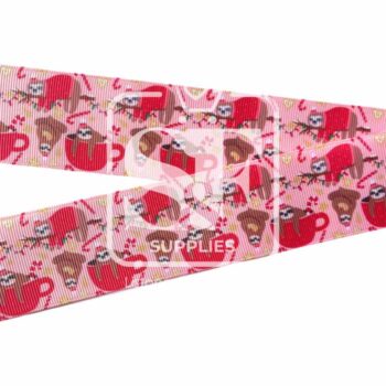 Yarda de Listón Estampado 3.8 Perezoso Navideño