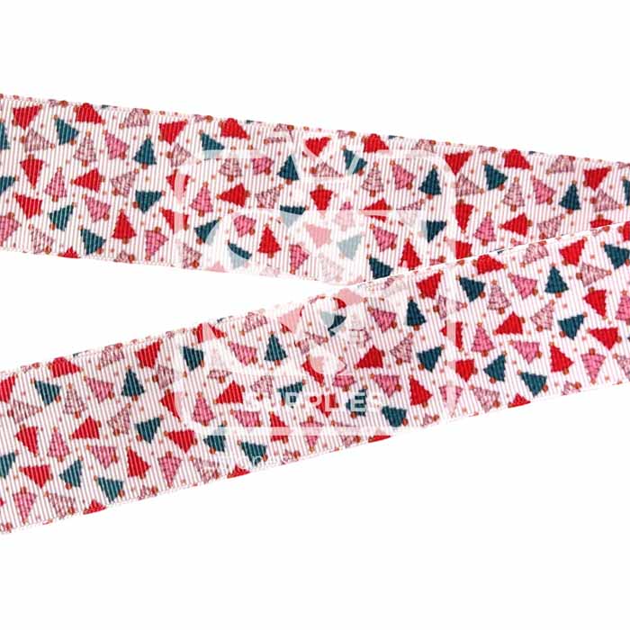 Yarda de Listón Estampado 3.8 Pinos Navideños