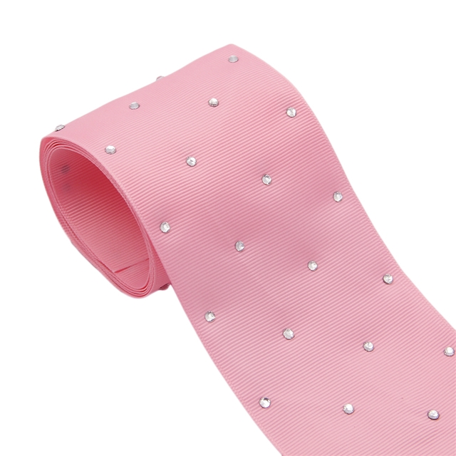 Yarda de Listón 7.5cm Rosado con Cristales