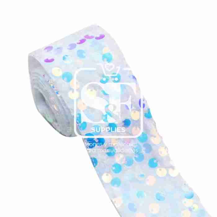 Yarda de Terciopelo Lentejuela 3.8cm Blanco