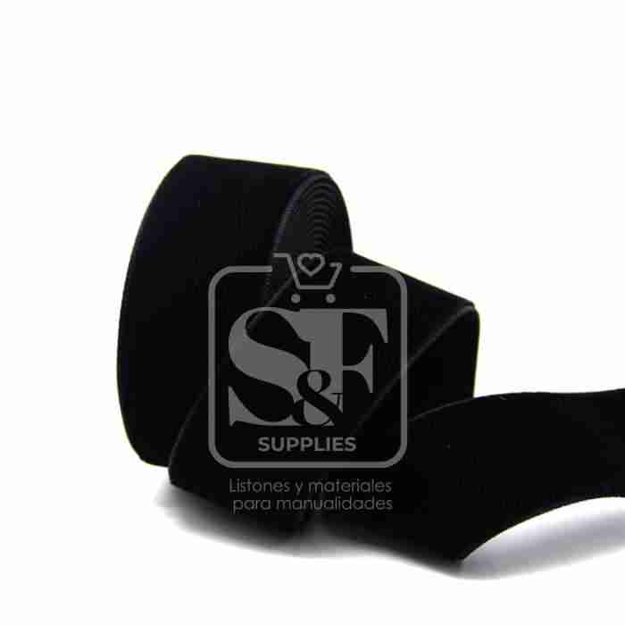 Yarda de Listón Terciopelo 3.8cm Negro