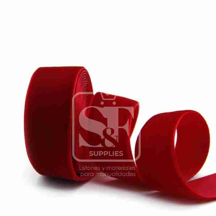 Yarda de Listón Terciopelo 3.8cm Rojo