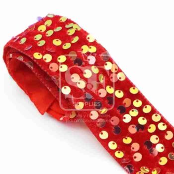 Yarda de Terciopelo Lentejuela 3.8cm Rojo