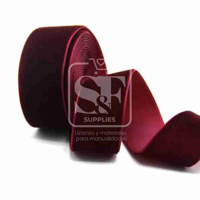 Yarda de Listón Terciopelo 3.8cm Vino Tinto