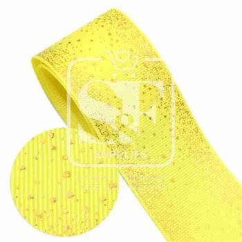 Yarda de Listón 3.8 Amarillo - Holograma Escarchas Doradas