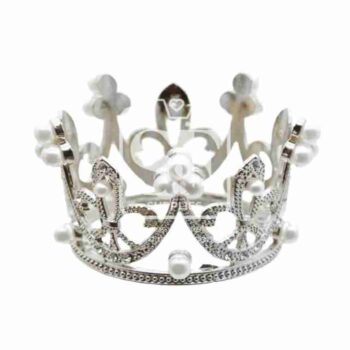 Corona Plateada con Cristales y Perlas