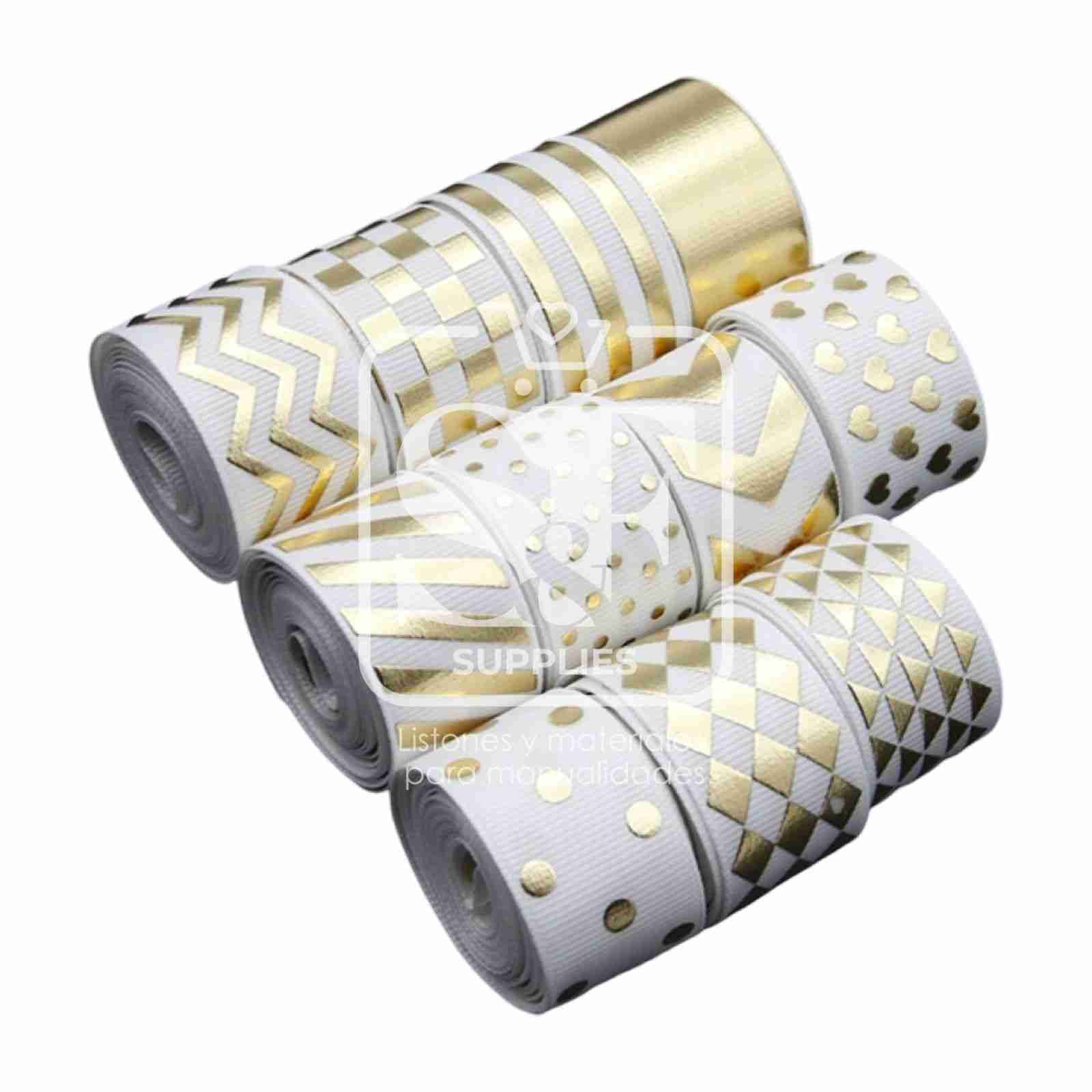 Paquete Listón 2.5cm Holográfico Blanco