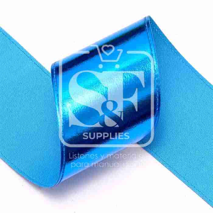 Yarda de Listón 7.5 - Holograma Completo Turquesa