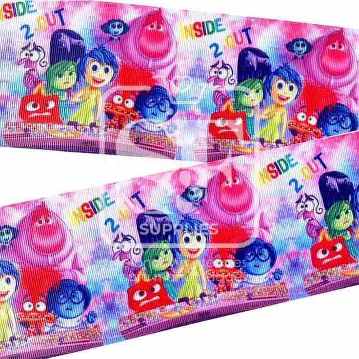 Yarda de Listón Estampado 7.5cm Inside Out 2 Acuarela