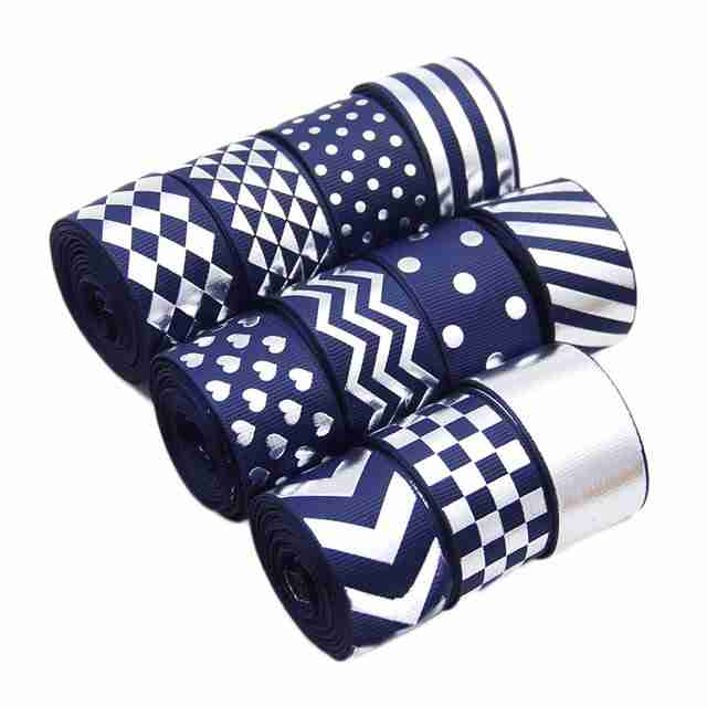 Paquete Listón 2.5cm Holográfico Azul Marino