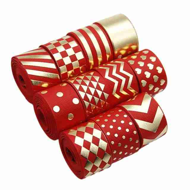 Paquete Listón 2.5cm Holográfico Rojo